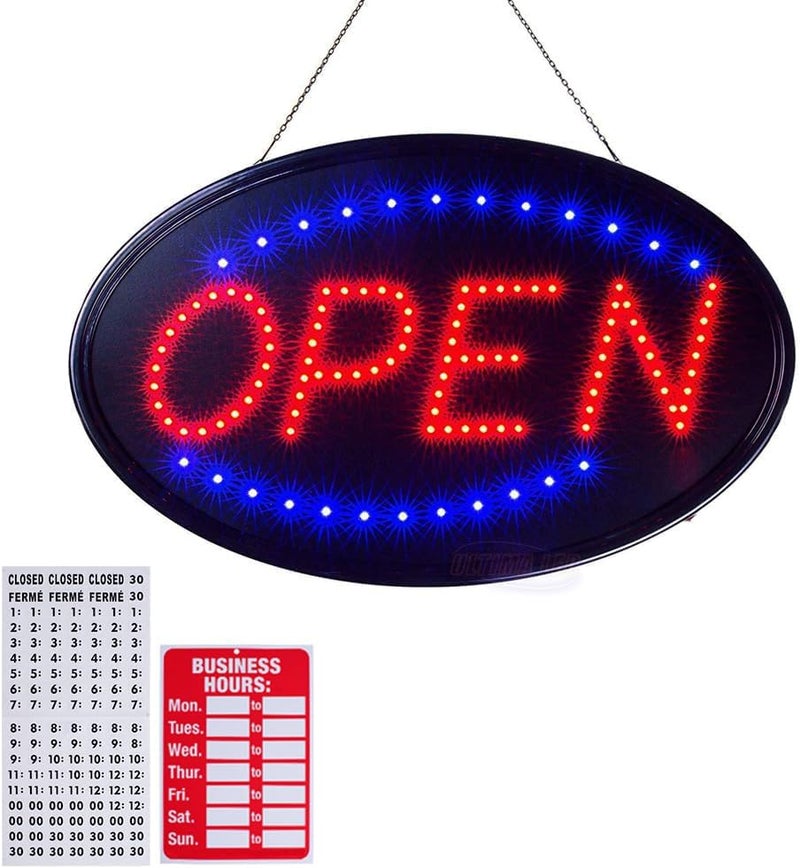 KEBE LED Open Signs for Business, Ultra Bright High Visibility Advertisement Board Electric Display Sign for Bar Hotel Shop Window Glass Door, 19"x10" - Image 1